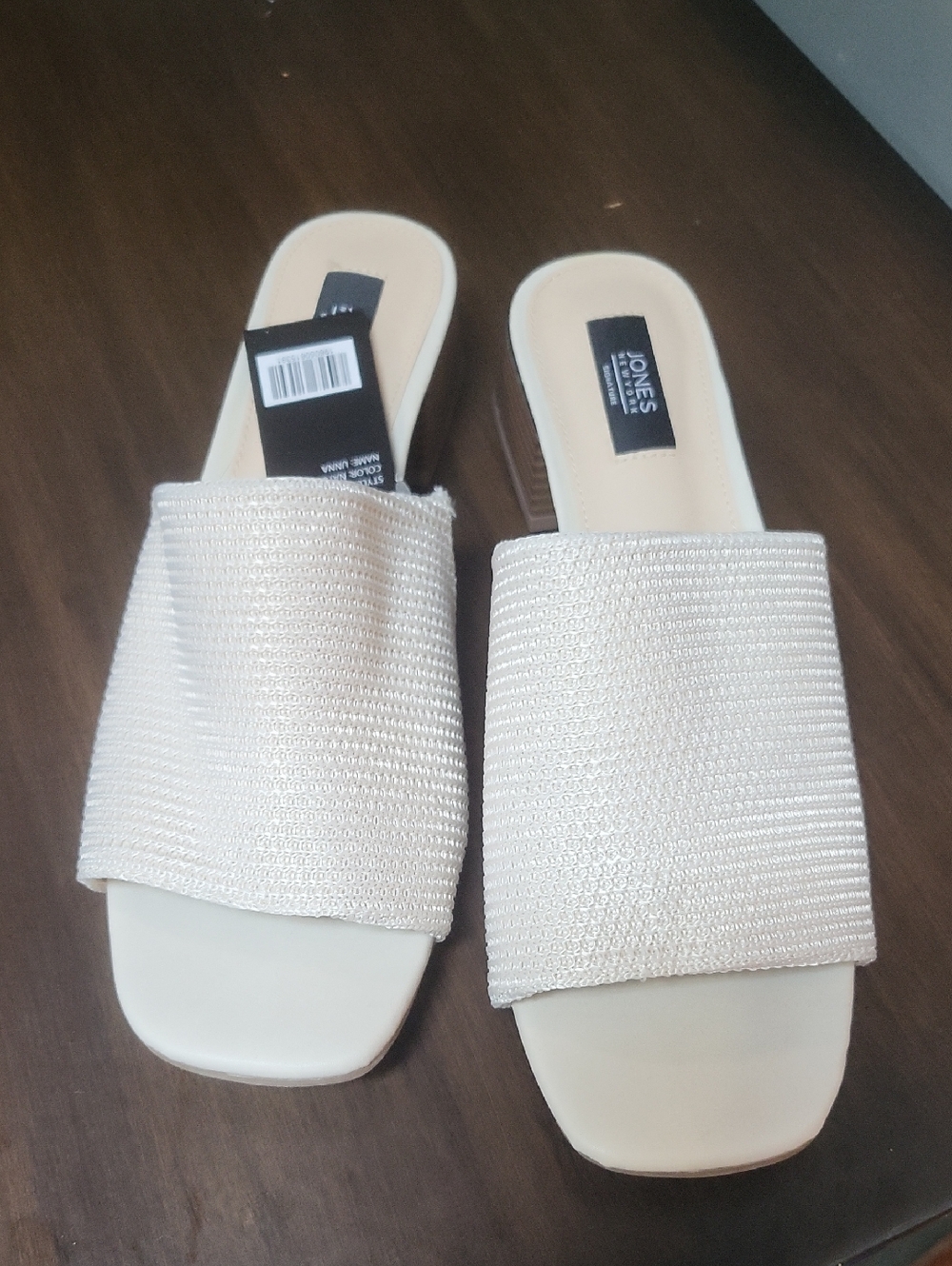 Jones New York Cream Woven Slide Mules